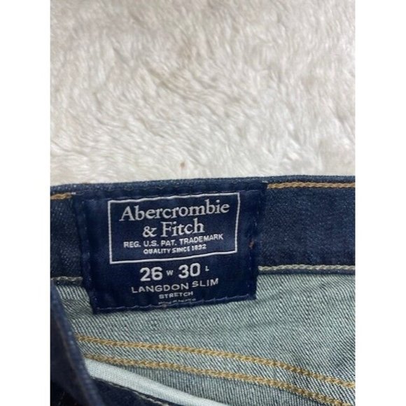 Abercrombie & Fitch Size 26x30 Mens Jeans Langdon Slim Stretch Dark Wash - Picture 2 of 3